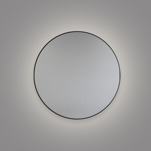 Pyöreä peili mustalla kehyksellä ja valolla 600 mm