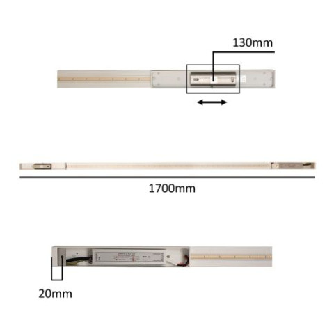 LED seinävalaisin - LINE 1700, IP44, matta valkoinen